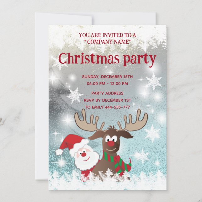 Funny Rentier Weihnachten Firmenjubiläum Party Einladung (Vorderseite)