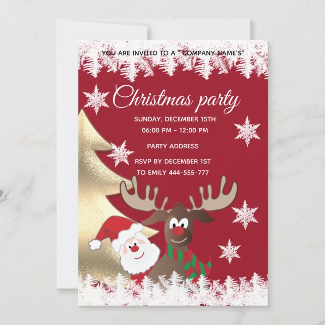 Funny Rentier Weihnachten Firmenjubiläum Party Einladung (Vorderseite)