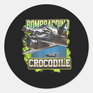 Funny Reptile Bombardiro Crocodilo Brain Rot, Stup Runder Aufkleber