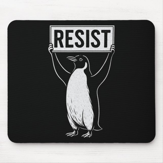 Funny Resist Penguin Activism Graphic Design Vinta Mousepad (Vorne)