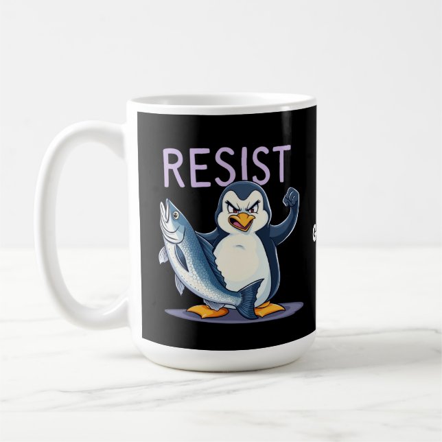 Funny Resist Pinguin Protest gegen Zölle Kaffeetasse (Links)
