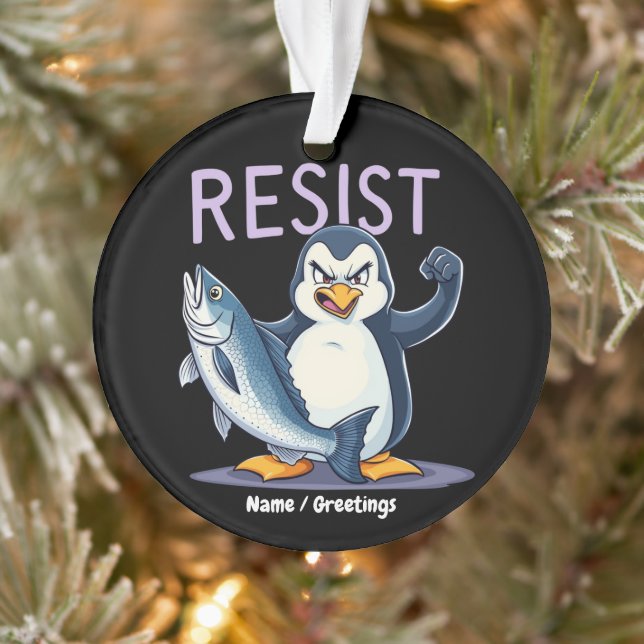 Funny Resist Pinguin Protest gegen Zölle Ornament (Baum)