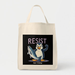 Funny Resist Pinguin Protest gegen Zölle Tragetasche