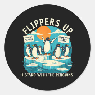 Funny Resist Pinguins Protest gegen Zölle Runder Aufkleber