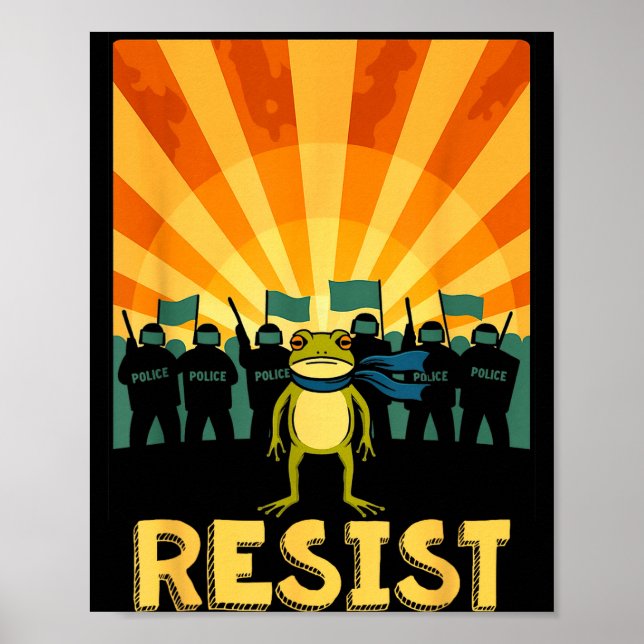 Funny Resist Rtland Frog Protest  Poster (Vorne)