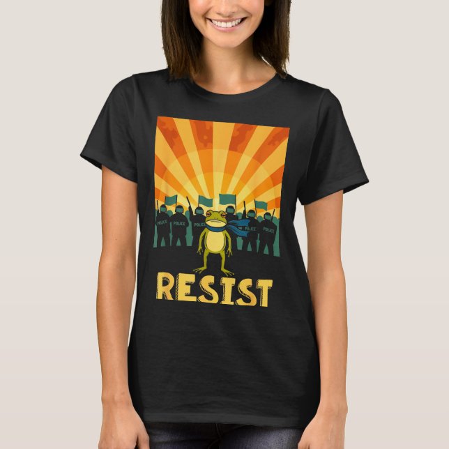 Funny Resist Rtland Frog Protest  T-Shirt (Vorderseite)