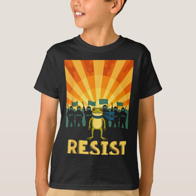 Funny Resist Rtland Frog Protest  T-Shirt (Vorderseite)