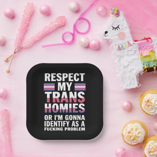 Funny Respekt meine Trans Homies Gay Pride Monat L Pappteller (Party)