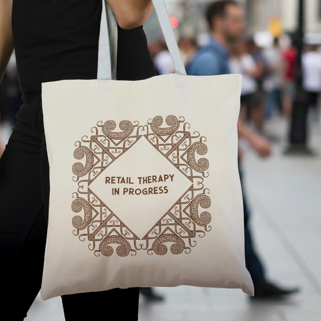 Funny Retail Therapy in Progress Celtic Tribal Tragetasche (Von Creator hochgeladen)