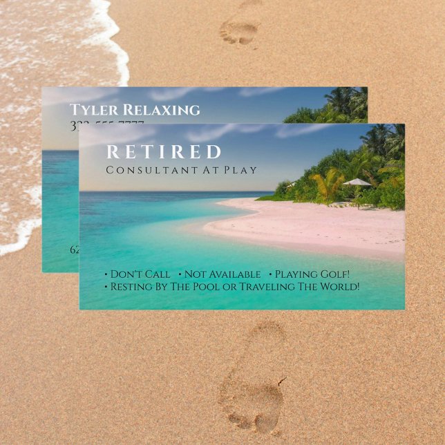 Funny Retired, Island Beach, Profession Gag Visitenkarte (Von Creator hochgeladen)