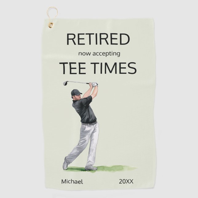 Funny Retirement Now Accepting Tee Times Gift Golfhandtuch (Vorderseite)