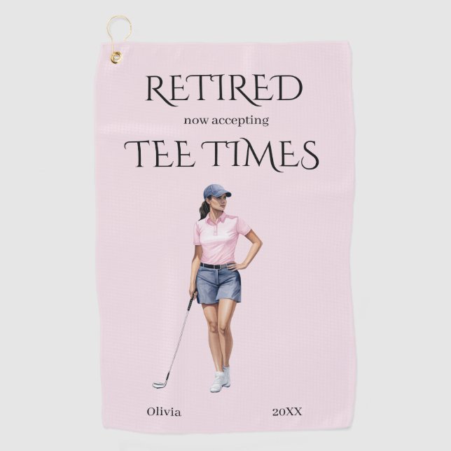 Funny Retirement Now Accepting Tee Times Gift Golfhandtuch (Vorderseite)