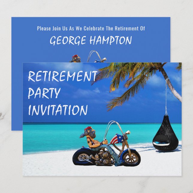 Funny Retirement Party Biker Motorcyclist Einladung (Vorne/Hinten)