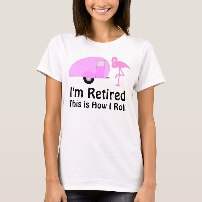 Funny Retirement Pink Flamingo Retro Camper T-Shirt (Vorderseite)