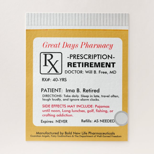 Funny Retirement Prescription RX (Vertikal)