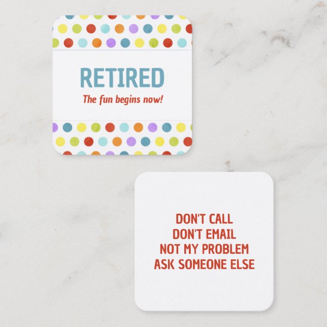 Funny Retirement Quadratische Visitenkarte (Vorne/Hinten)