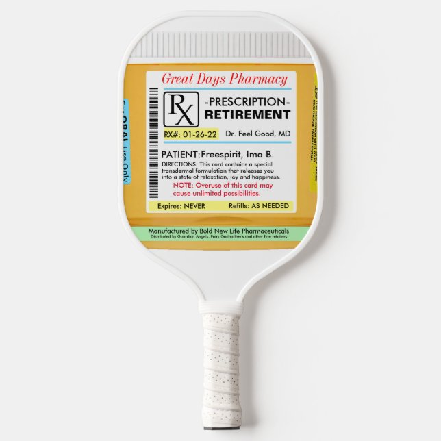 Funny Retirement RX Pickleball Schläger (Vorderseite)
