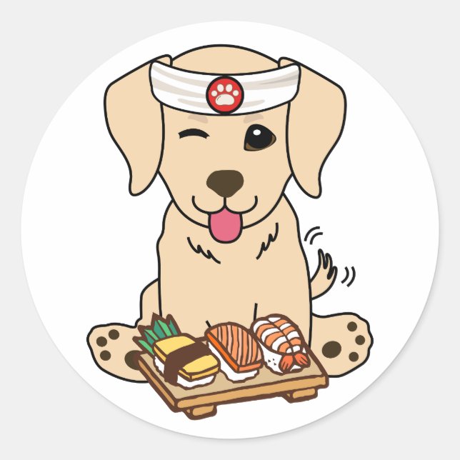 Funny retriever dog ist ein Sushi-Koch Runder Aufkleber (Vorderseite)
