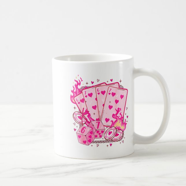 Funny Retro 6 7 Valentine Love Hearts Playing Card Kaffeetasse (Rechts)