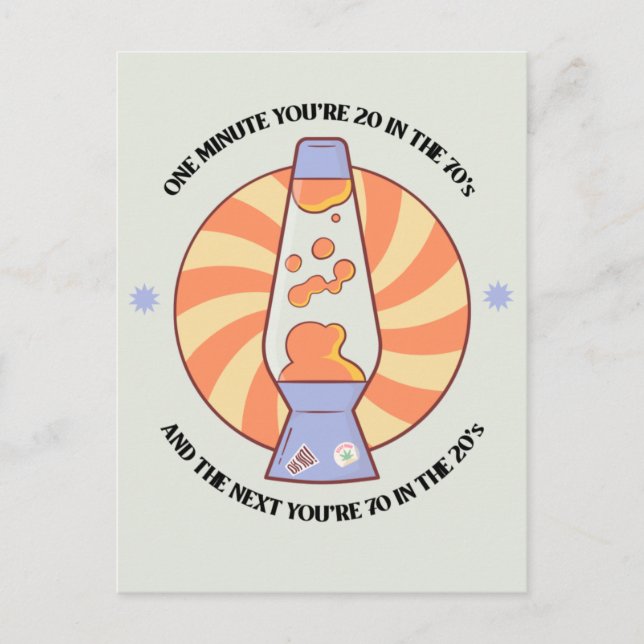 Funny Retro 70er Postkarte (Vorderseite)