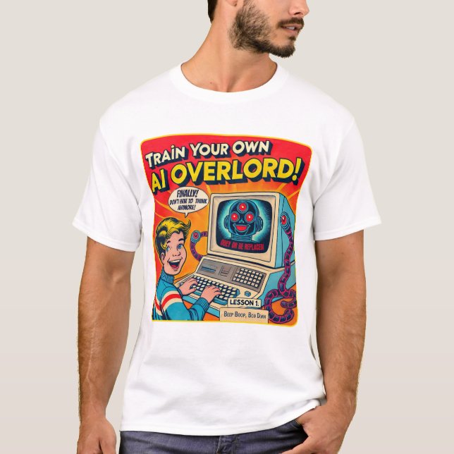 Funny Retro AI T-Shirt Train Ihr eigenes AI Overlo (Vorderseite)