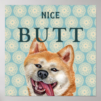 Funny Retro Akita Badezimmer Wallpaper Joke Poster