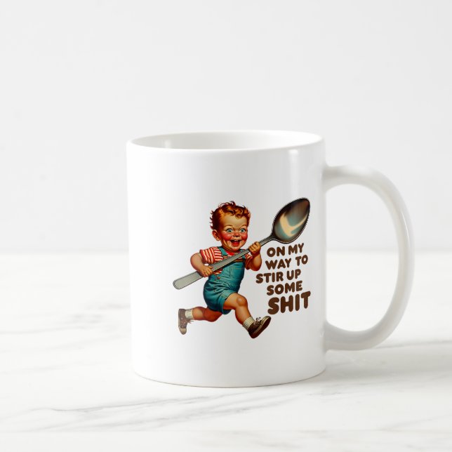 Funny Retro auf dem Weg, um etwas sarkastisches Hu Kaffeetasse (Rechts)