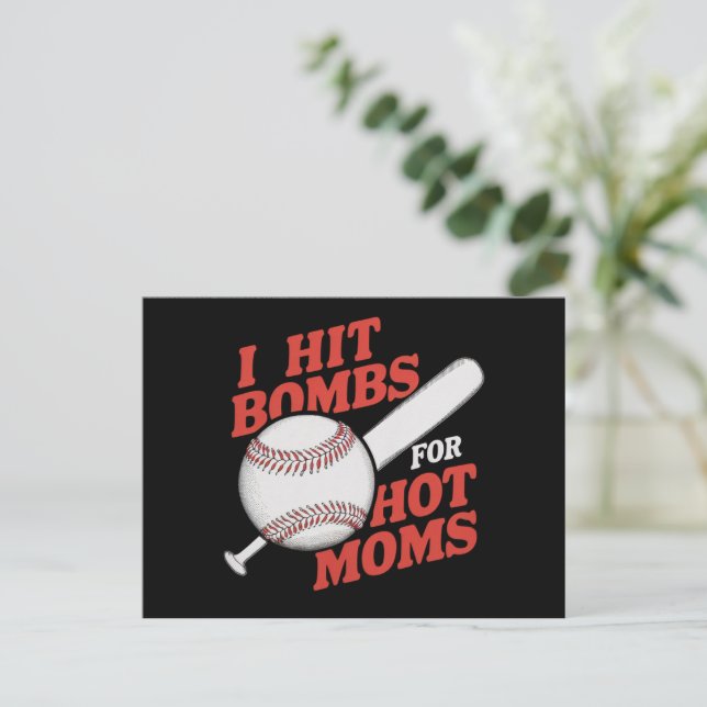 Funny Retro Baseball ich treffen Bomben für heiße  Postkarte (Stehend Vorderseite)