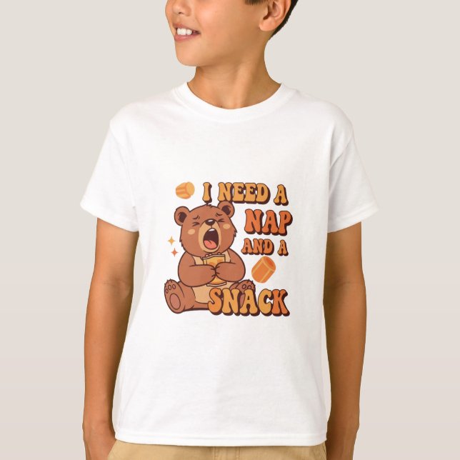 Funny Retro Bear Nap Time Kids T-Shirt (Devant)
