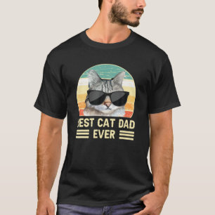 Funny Retro Bester Vater für Katze, Katze Mit Sonn T-Shirt