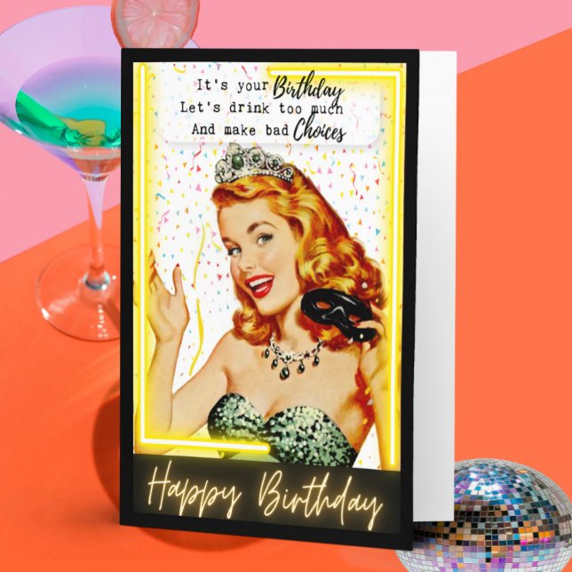 Funny Retro Birthday Card Best Friend-Sassy-Choice Karte (Von Creator hochgeladen)