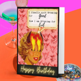Funny Retro Birthday Card Best Friend - Sassy Evil Karte