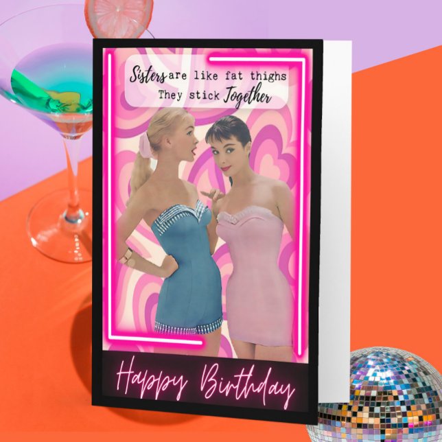 Funny Retro Birthday Card Best Friend-Sassy-Sister Karte (Von Creator hochgeladen)