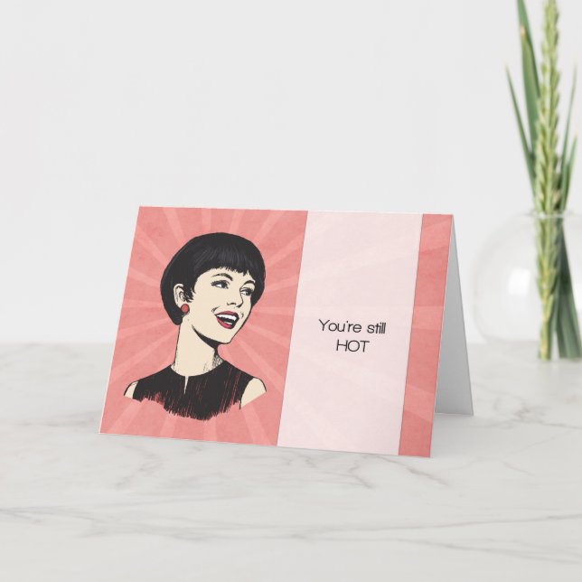 Funny Retro Birthday Card mit Cartoon Lady Karte (Vorderseite)