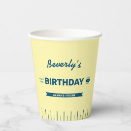 Funny Retro Butter Stick Blue Birthday Paper Cups Pappbecher