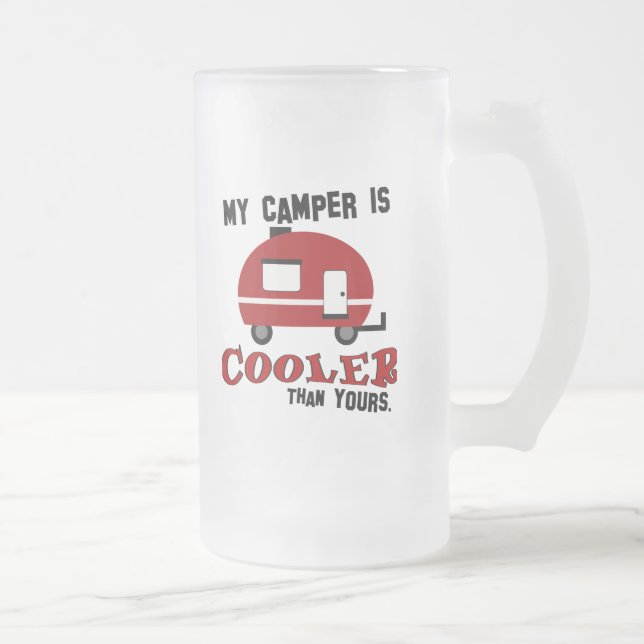 Funny Retro Camper Mattierte Bier Tasse (Rechts)