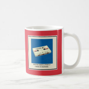 Funny Retro Cassette Tape Rewind mit einem Bleisti Kaffeetasse