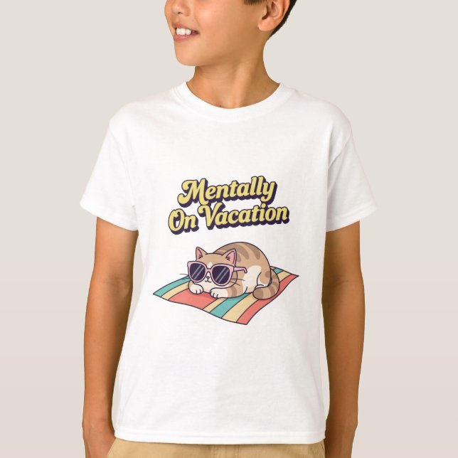 Funny Retro Cat Vacation Kids T-Shirt (Devant)