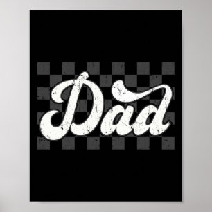Funny Retro Checkered Vater Vathday Vintag Fami Poster