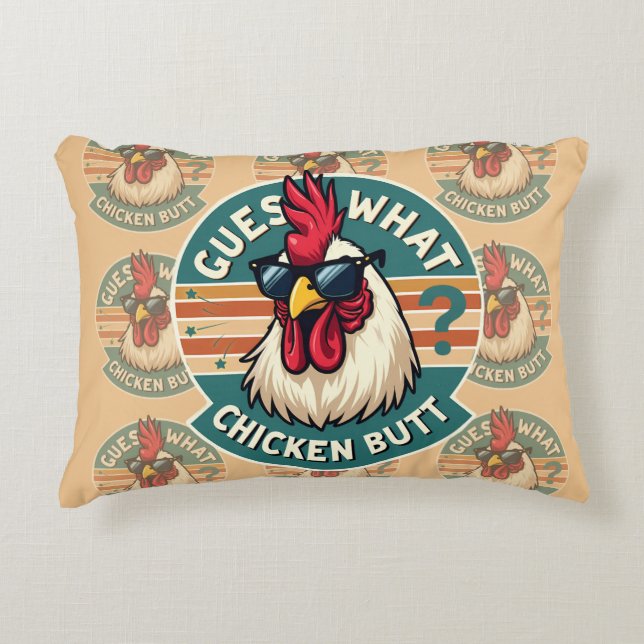  Funny Retro Chicken Butt Joke Design Dekokissen (Vorderseite)