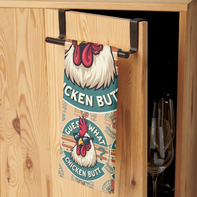  Funny Retro Chicken Butt Joke Design Geschirrtuch (Drittel gefaltet)