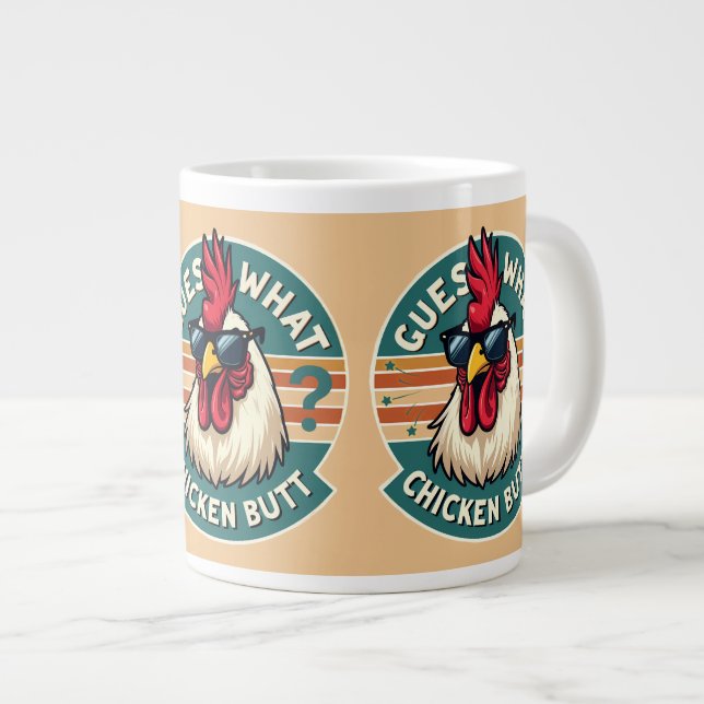  Funny Retro Chicken Butt Joke Design Jumbo-Tasse (Vorderseite Rechts)