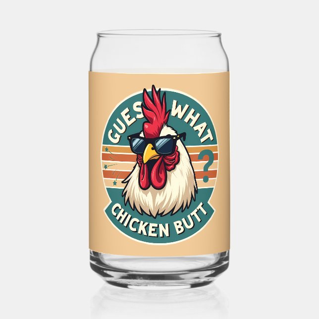 Funny Retro Chicken Hintern Jodesign Dosenglas (Vorderseite)
