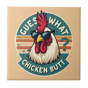 Funny Retro Chicken Hintern Jodesign Fliese