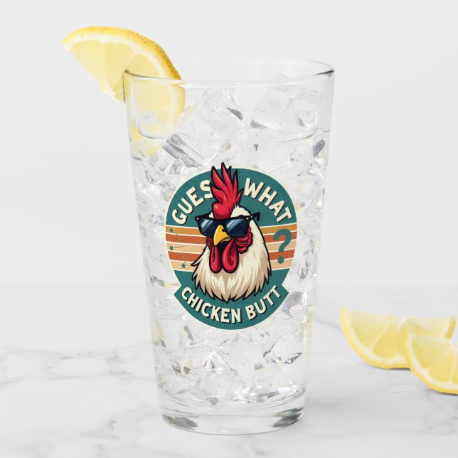 Funny Retro Chicken Hintern Jodesign Glas (Vorderseite Ice)