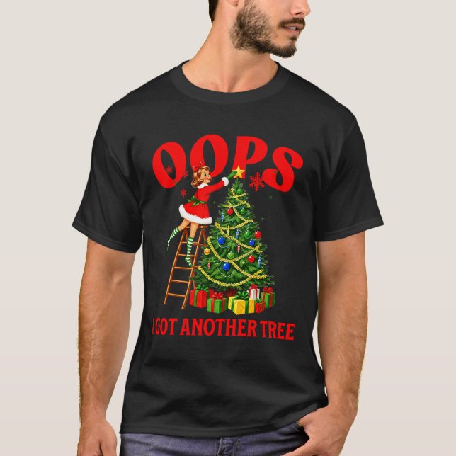 Funny Retro Christmas Oops I Got Another Tree Prem T-Shirt (Vorderseite)