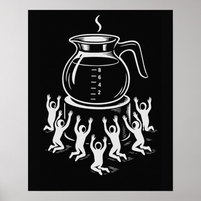 Funny Retro Coffee – Worship Coffee Poster (Vorne)
