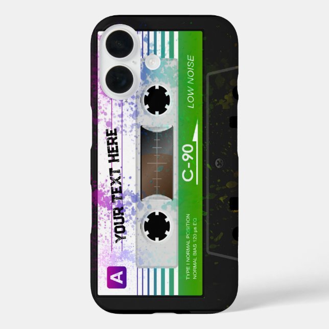 Funny Retro Compact Audio Cassette iPhone 16 Hülle (Rückseite)