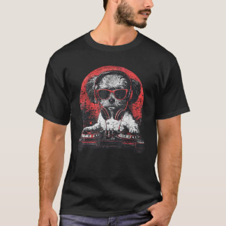 Funny Retro Cool House DJ Shih Tzu Dog Disco Headz T-Shirt