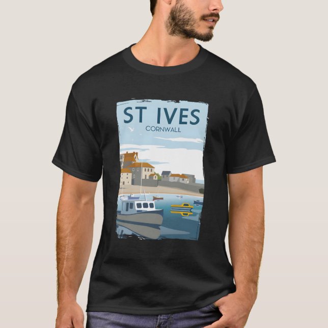 Funny Retro England St Ives Cornwall Reiseplaner T-Shirt (Vorderseite)